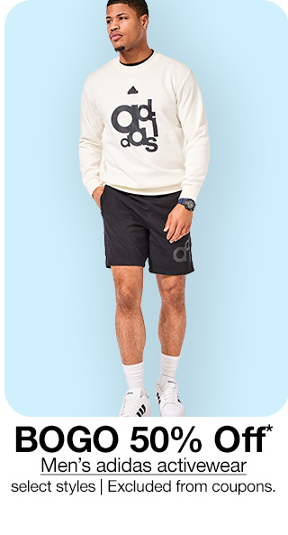 BOGO 50% Off* Men's adidas activewear, select styles | Excluded from coupons.