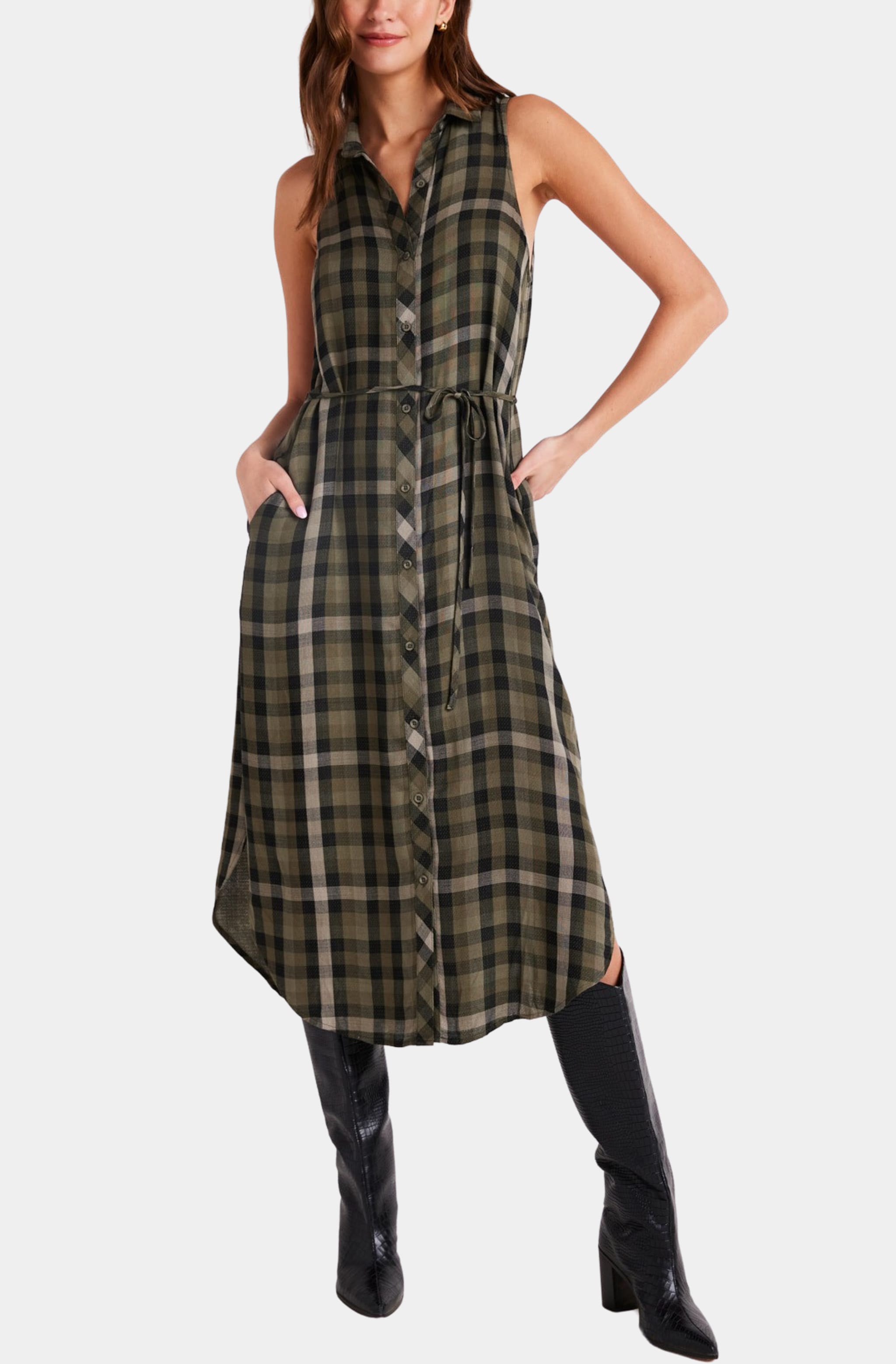 Image of Sleeveless Button Down Midi Dress