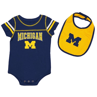 Newborn & Infant Colosseum Navy/Gold  Chocolate Bodysuit & Bib Set