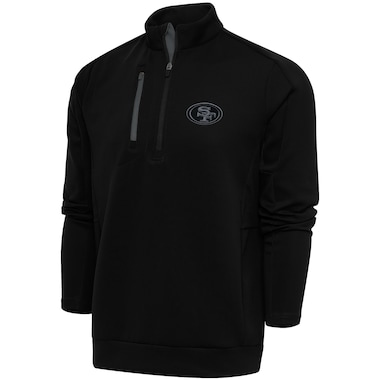  Antigua Black  Tonal Logo Generation Quarter-Zip Pullover Top