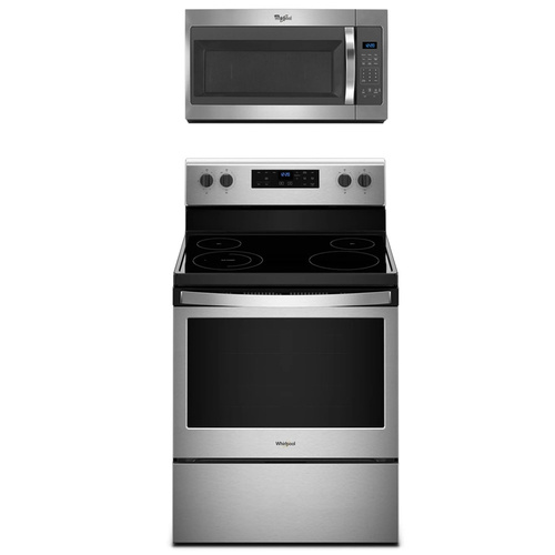 Whirlpool 5.3 CuFt Freestanding 5-Element Radiant Electric Range with 1.7 CuFt 1000 Watt Over-the-Range Microwave in Stainless Steel