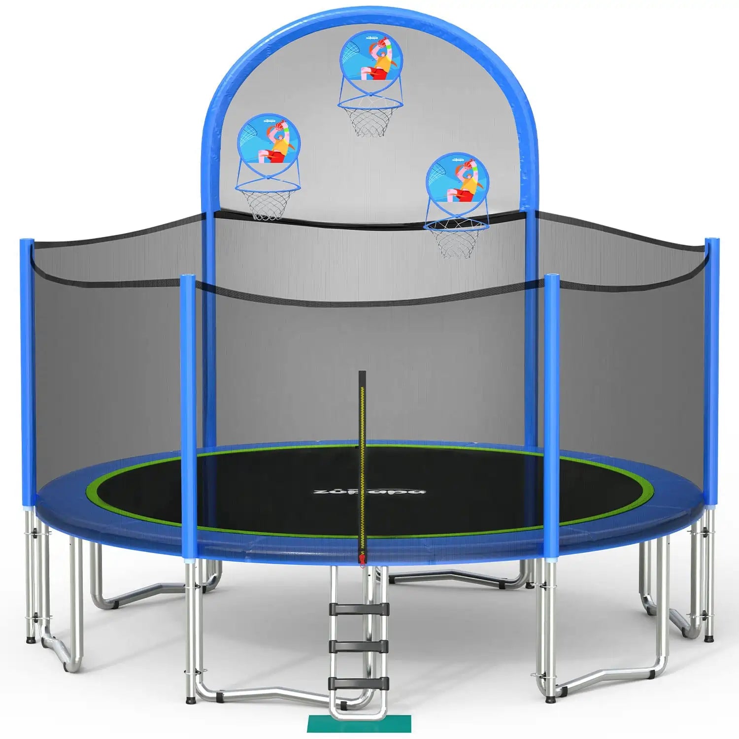 2024 Saffun Outdoor Trampoline with Basketball Hoops