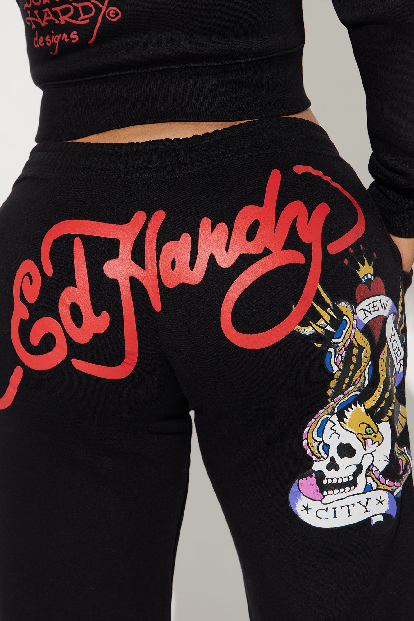 Image of Ed Hardy NYC Wide Leg Pant - Black