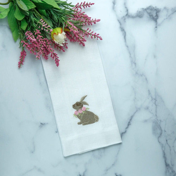 Image of Floral Bunny Linen Towel