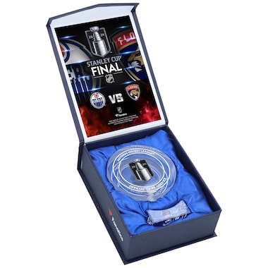 Edmonton Oilers vs. Florida Panthers 2024 Stanley Cup Final Matchup Crystal Puck - Filled with Game-Used Ice