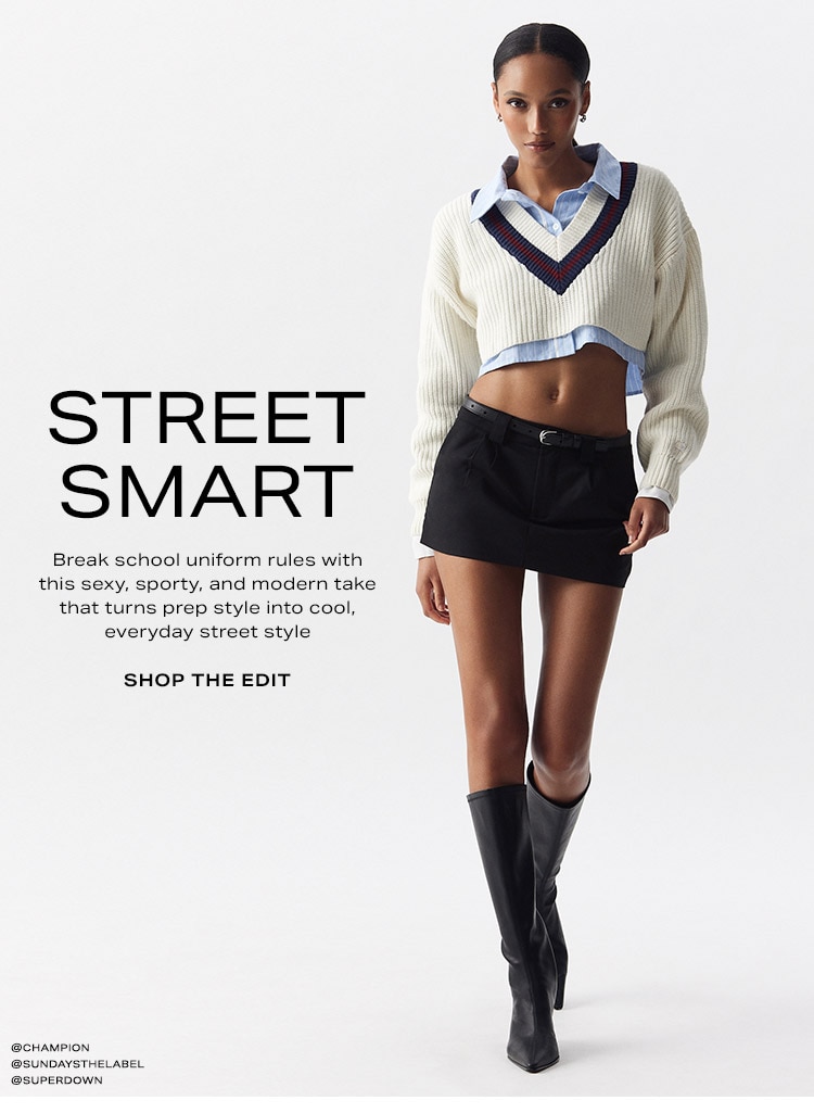 Street Smart: Break school uniform rules with this sexy, sporty, and modern take that turns prep style into cool, everyday street style - Shop the Edit