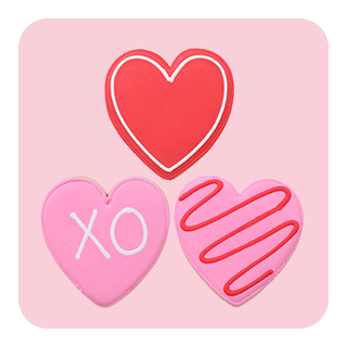 3 heart-shaped Valentine's Day cookies