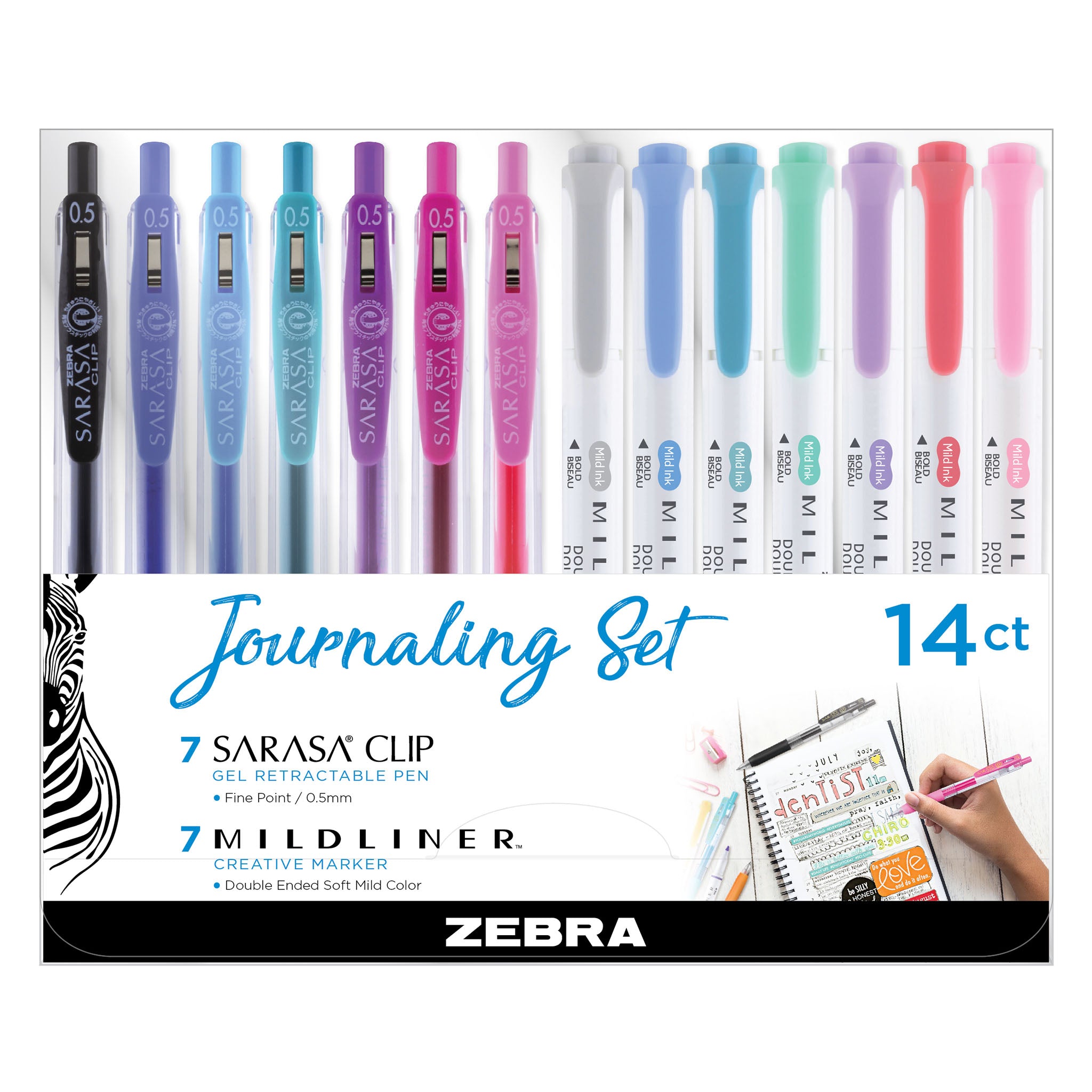 Image of Journaling Set MILDLINER Highlighter & SARASA Clip Assorted 14Pk