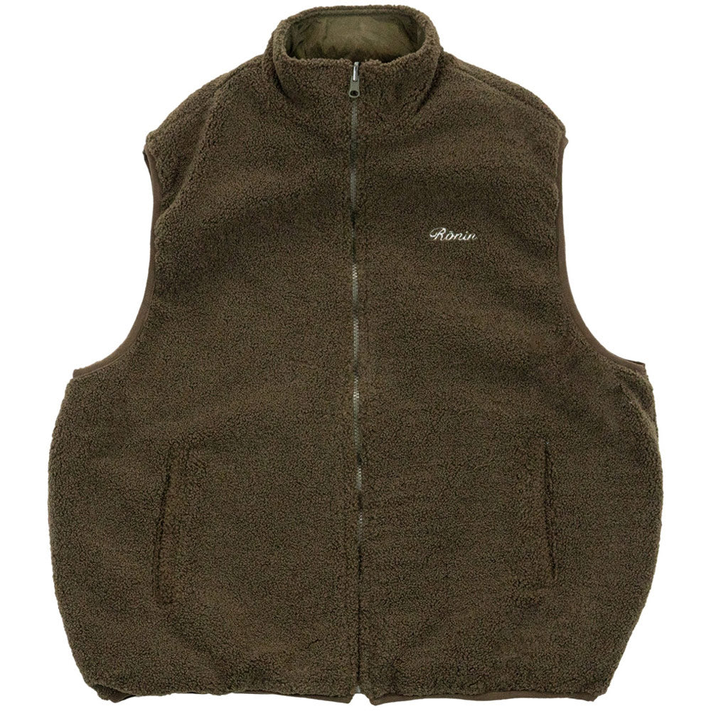 Image of Reversible Sherpa Fleece Vest 'Olive'