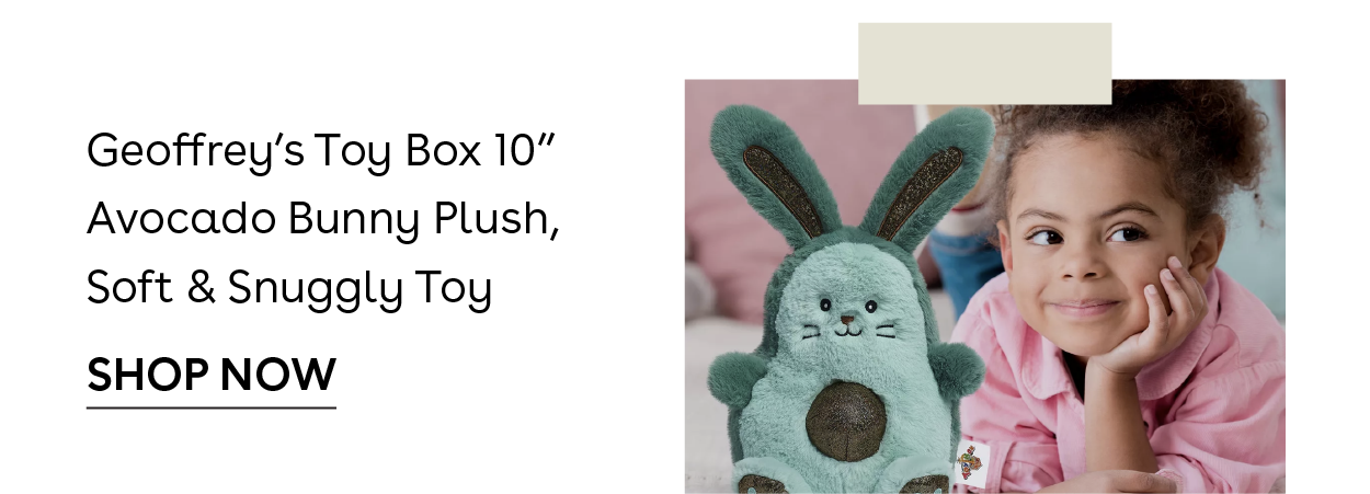 Geoffrey's Toy Box 10 inch Avocado Bunny Plush, Soft & Snuggly Toy