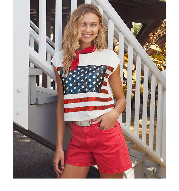 Stars Stripes Sequin Top