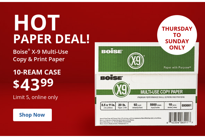 $43.99 Boise X9 10 ream case paper