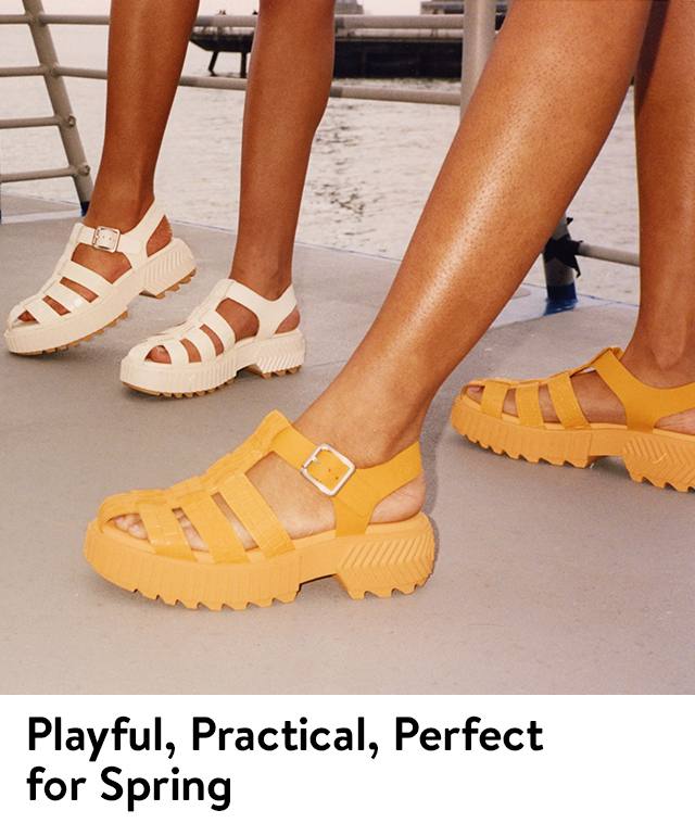 Women wearing platform fisherman sandals. 