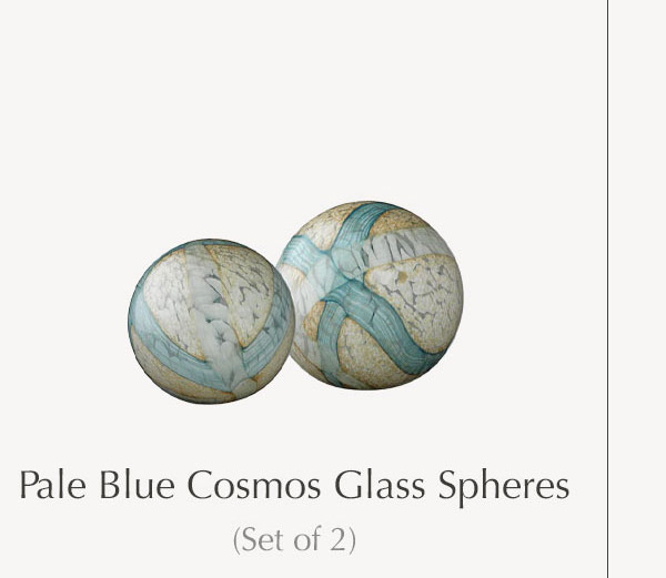 Pale Blue Cosmos Glass Spheres (Set of 2)