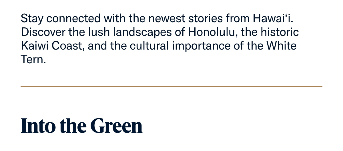 Stay connected with the newest stories from Hawai'i. Discover the lush landscapes of Honolulu,...