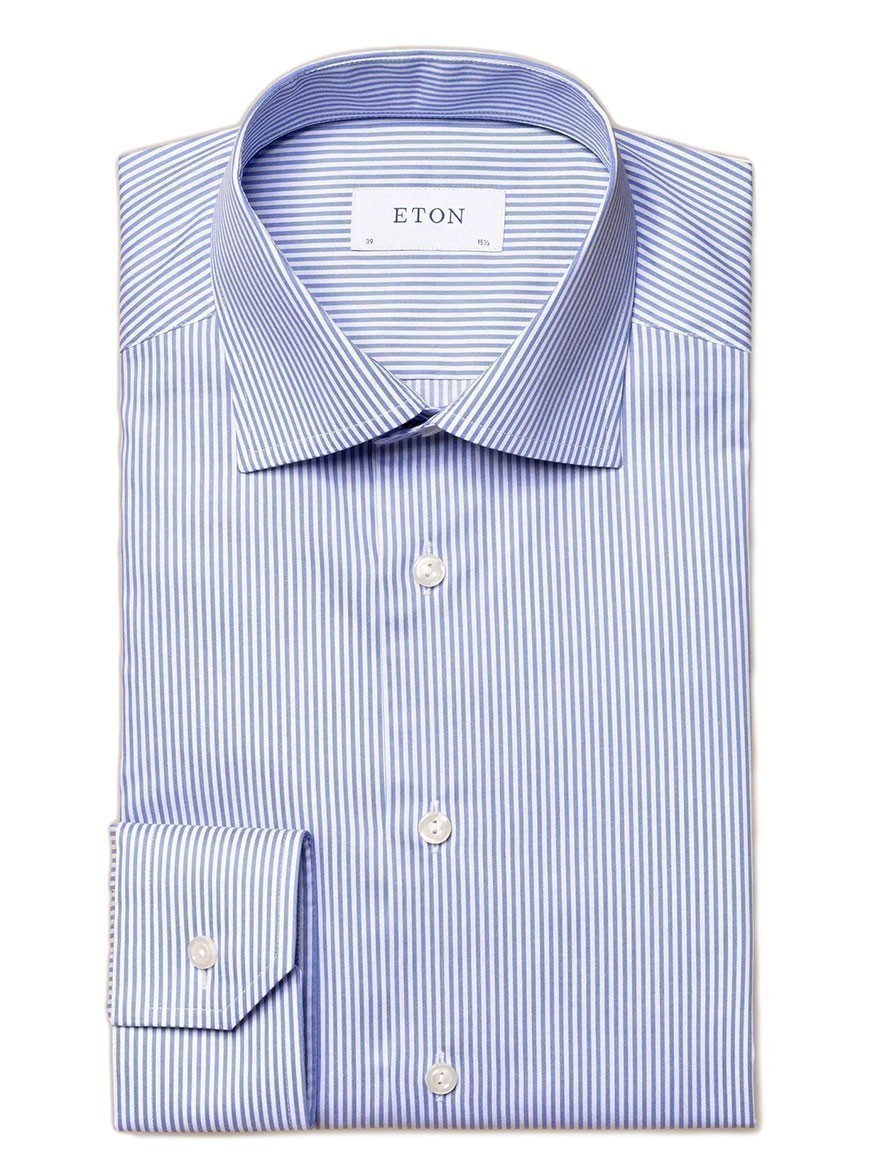 Image of Eton Slim Fit Royal Blue Bengal Stripe Dress Shirt