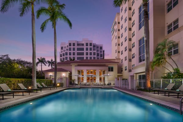 pool at the residence inn at dusk