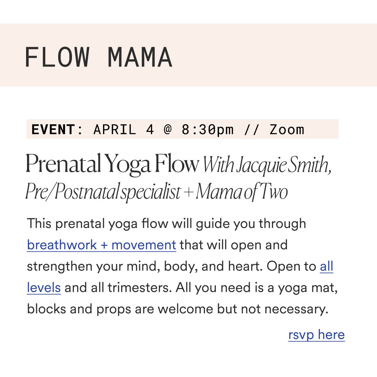 FLOW MAMA EVENT: April 4th @ 8:30pm on Zoom