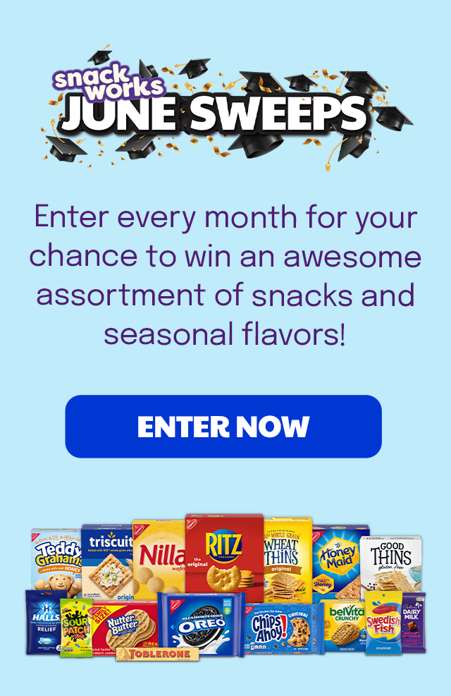 snackworks - JUNE SWEEPS - Enter every month for your chance to win an awesome assortment of snacks and seasonal flavors! - ENTER NOW