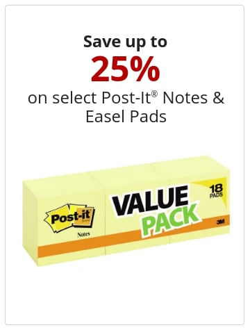 Save up to 25% on select Post-It® Notes & Easel Pads