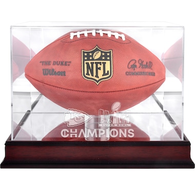  Super Bowl LVIII Champions Mahogany Football Logo Display Case