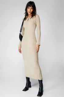 Boucle Long Sleeve Maxi Dress