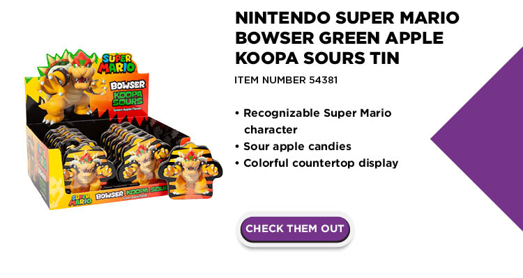 Nintendo Super Mario Bowser Green Apple Koopa Sours Tin