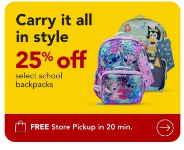 Save 25% on school backpacks