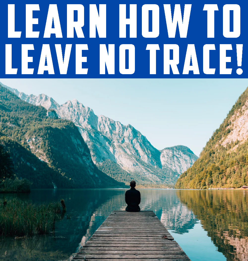 Learn How to Leave No Trace Graphic person sitting at the edge of a lake