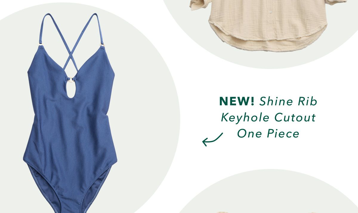 New! Shine Rib Keyhole Cutout One Piece