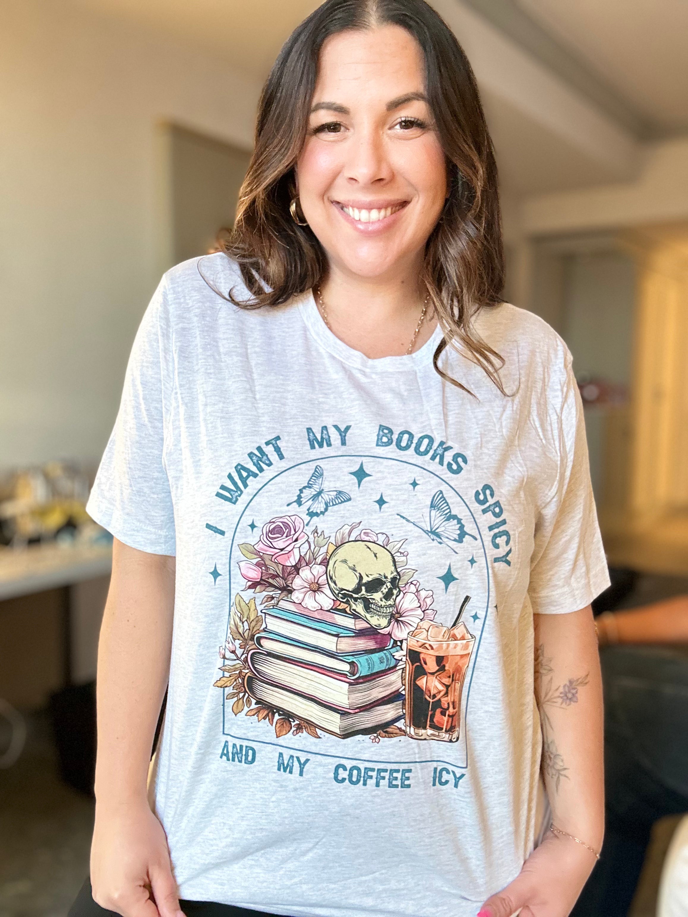 Image of Books Spicy, Coffee Icy Graphic Tee