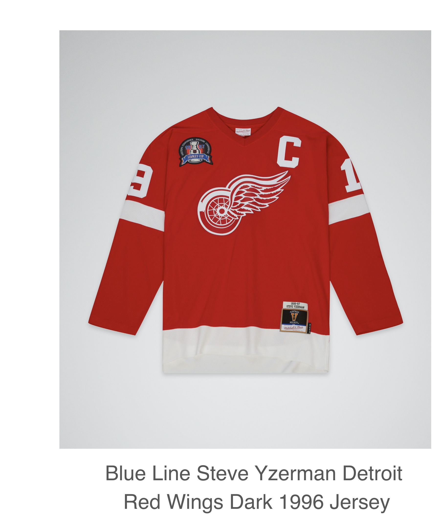 Blue Line Steve Yzerman Detroit Red Wings Dark 1996 Jersey