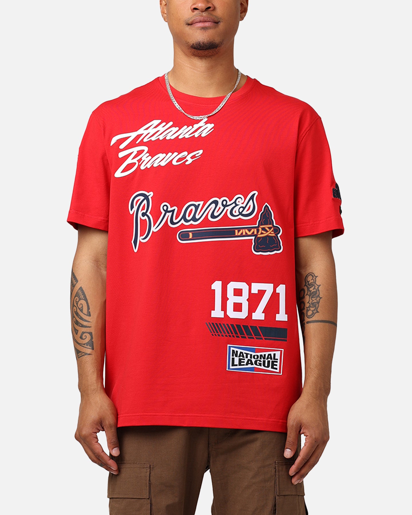 Image of Pro Standard Atlanta Braves Fast Lane SJ T-Shirt Red