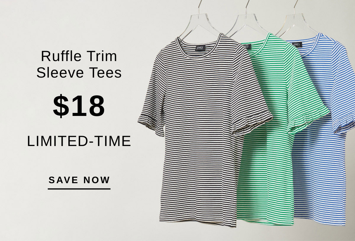 Ruffle Trim Sleeve Tees $18 LIMITED-TIME | SAVE NOW