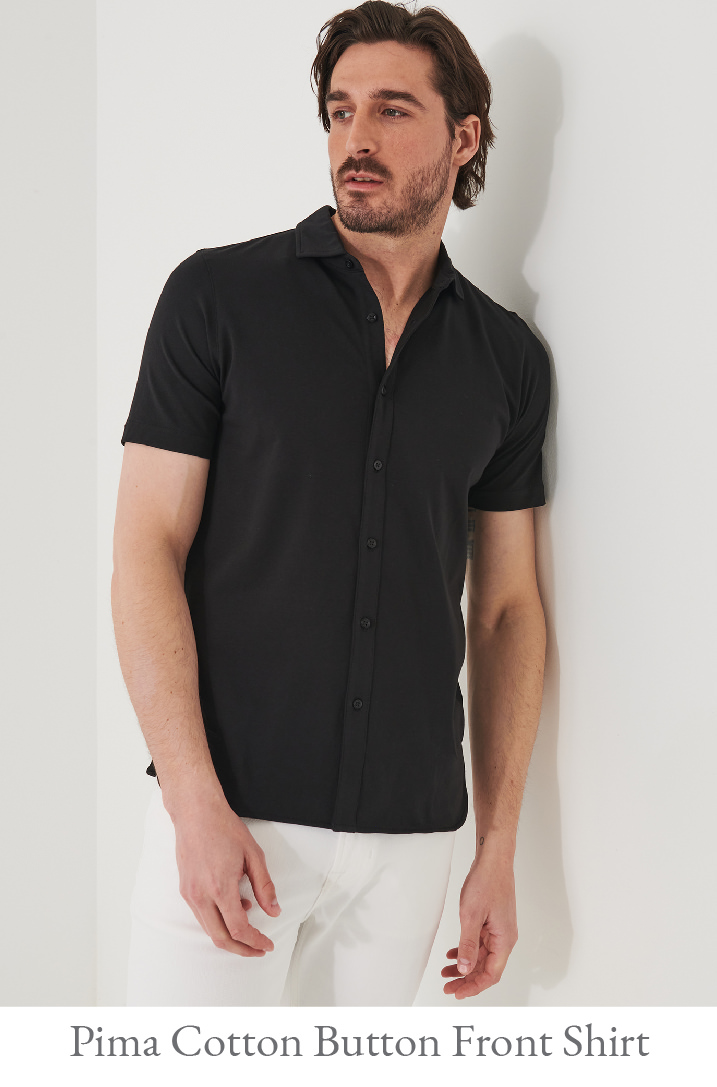 PIMA COTTON STRETCH BUTTON FRONT SHIRT