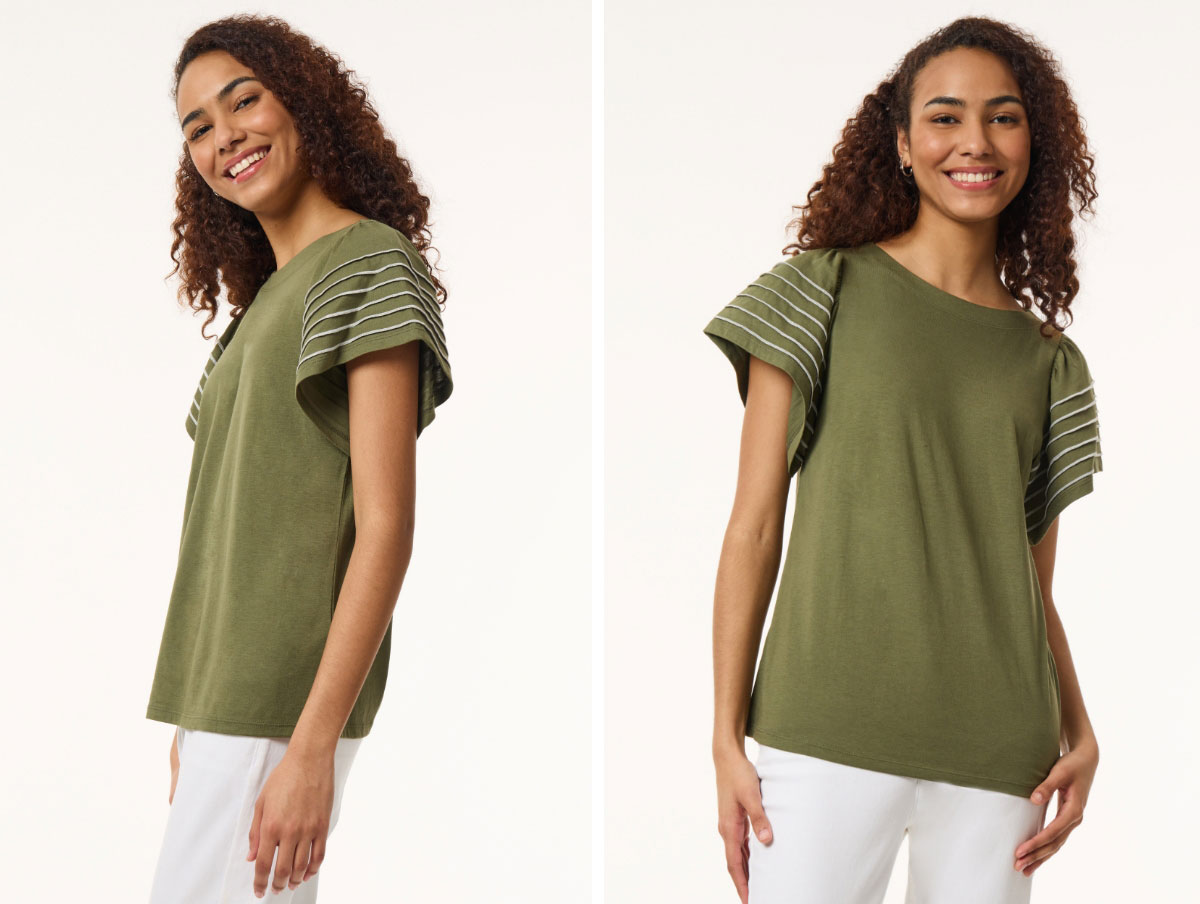 Flutter Short-Sleeve Top, Cotton Modal