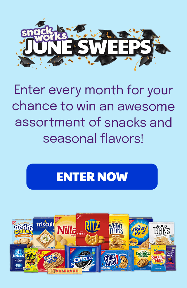 snackworks - JUNE SWEEPS - Enter every month for your chance to win an awesome assortment of snacks and seasonal flavors! - ENTER NOW