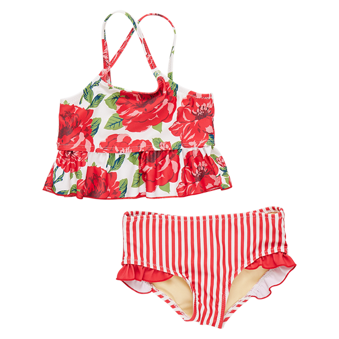 Image of Girls Joy Tankini - Red Peonies