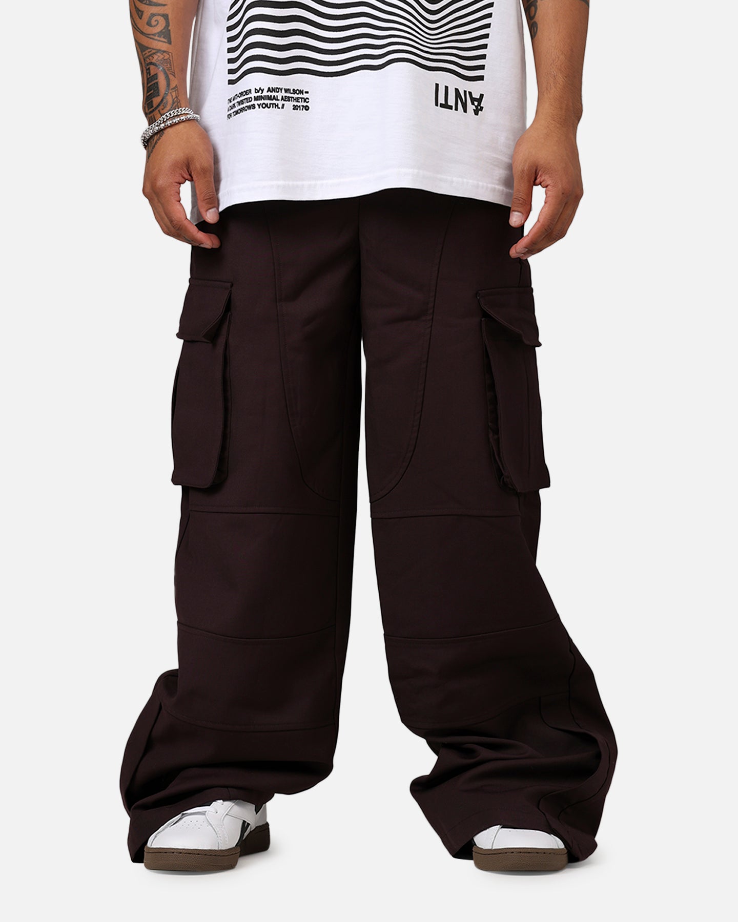 Image of MNML Baggy Cargo Trouser Pants Burgandy