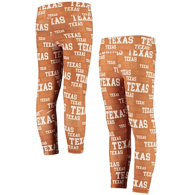 Girls Youth ZooZatz Texas Orange/White  Stacked Mascot Leggings