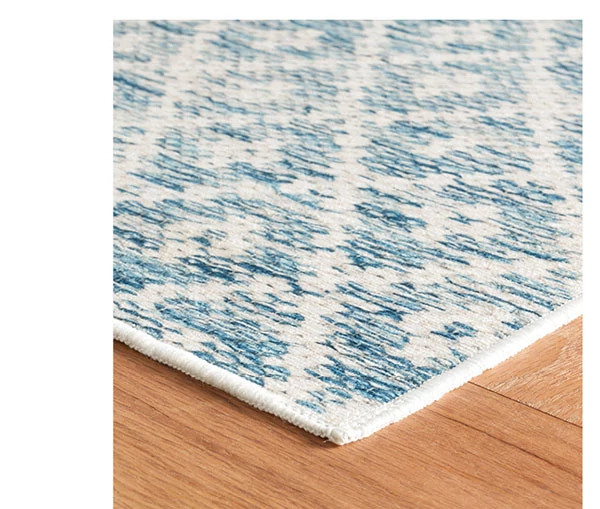 Melange Diamond Blue Machine Washable Rug