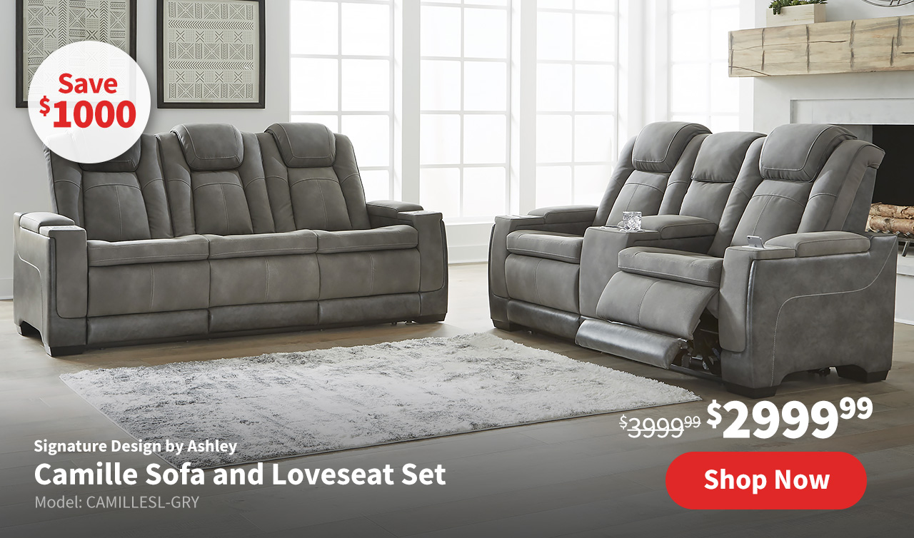 Signature Design by Ashley Camille Sofa and Loveseat Set - Gray