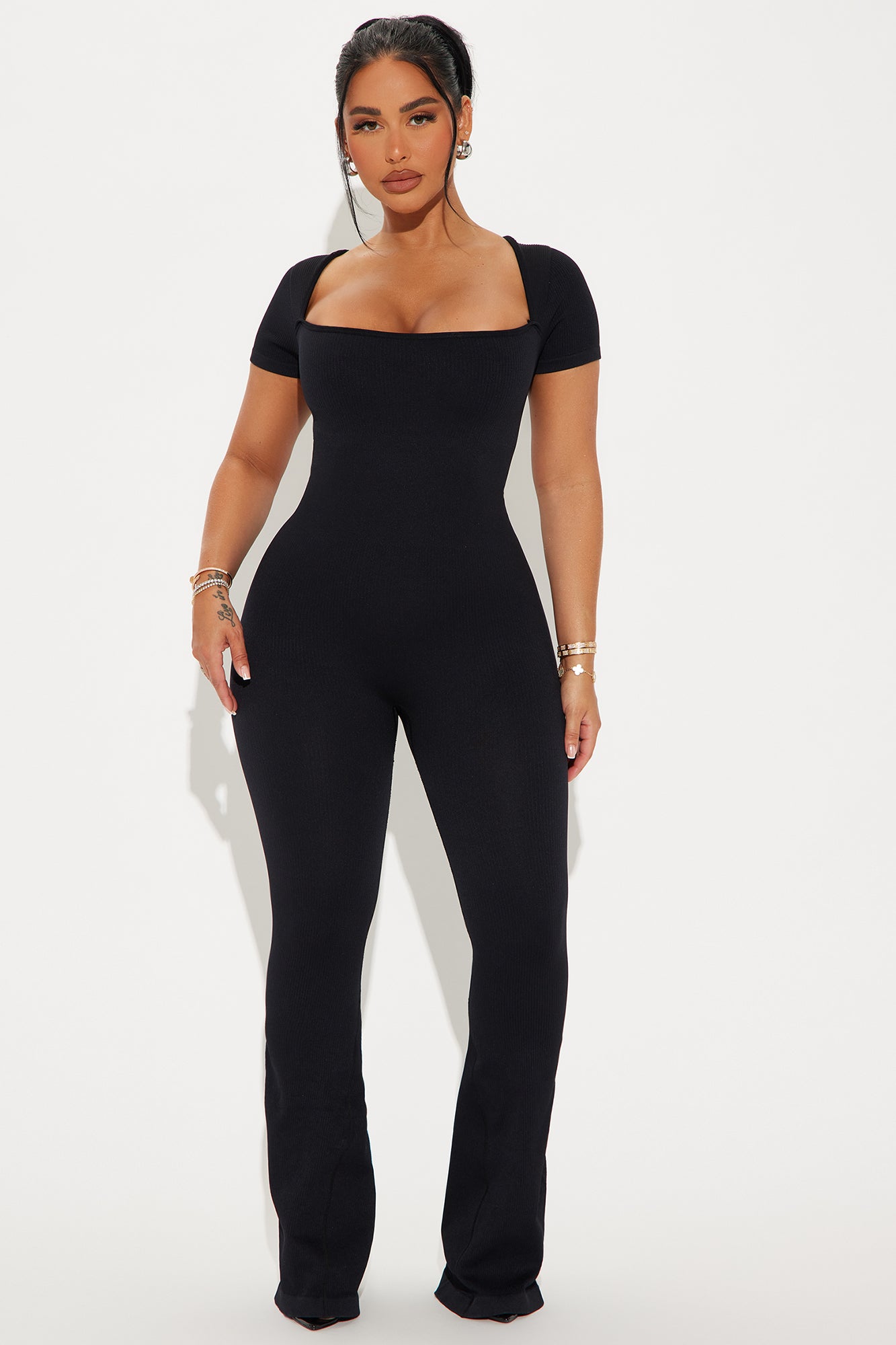 Image of Sarah Waist Cinch Seamless Jumpsuit - Black