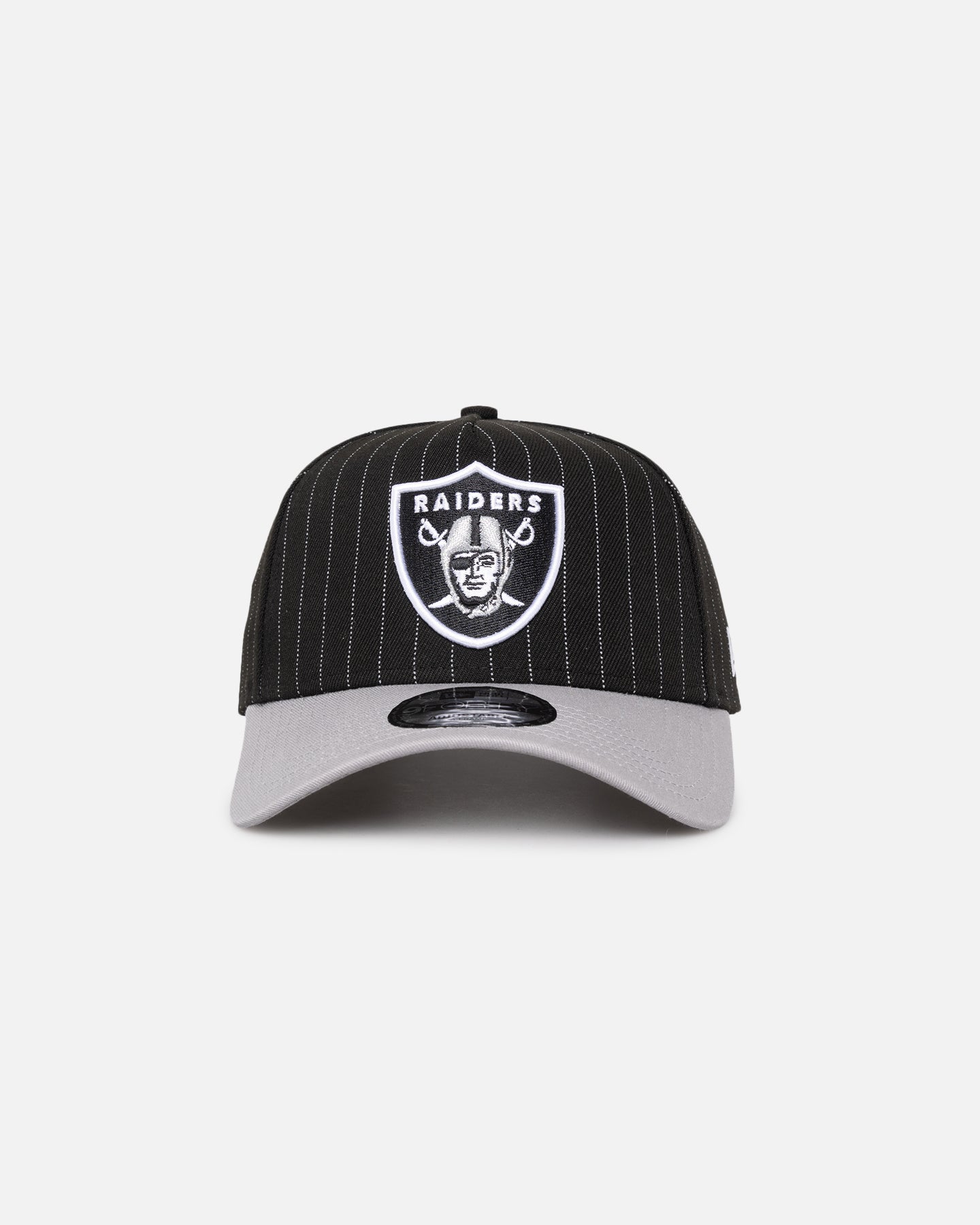 Image of New Era Las Vegas Raiders '2-Tone Pinstripe' 9FORTY A-Frame Snapback Pinstripe