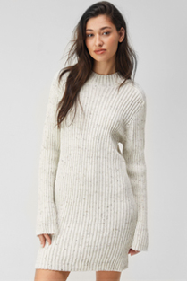 Ribbed Funnel Neck Mini Dress