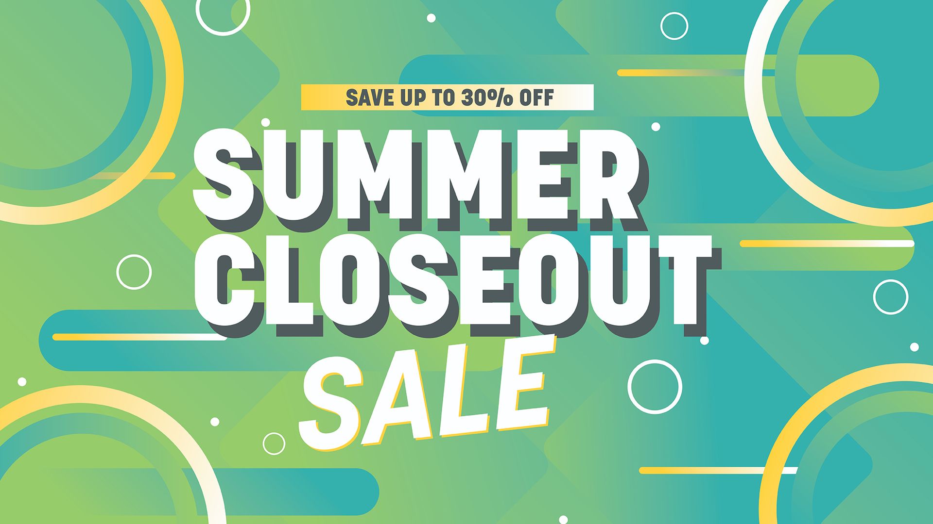 Big closeout sale advertised on outdoor trampolines