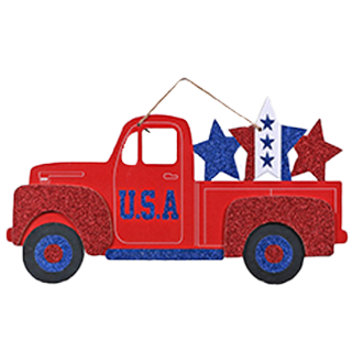 Red truck patriotic decoration