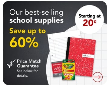  Save up to 60% on best selling school supplies