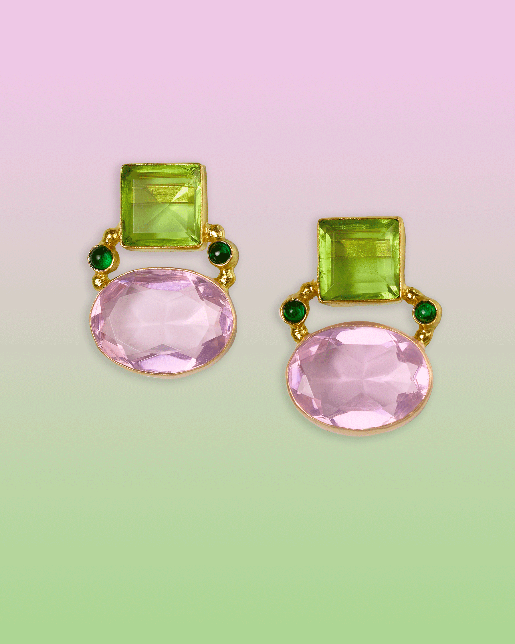 Image of Berkley Geometric Earrings in Pink and Lime