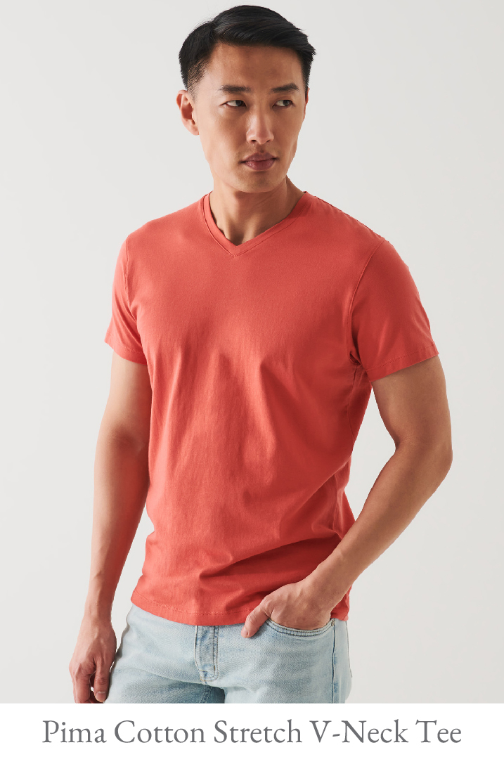 PIMA COTTON STRETCH V-NECK T-SHIRT